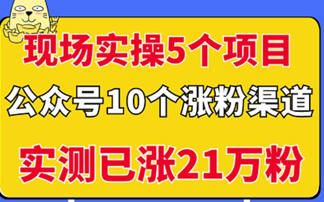 现场实操5个公众号项目，10个涨粉渠道，实测已涨21万粉！-178分享