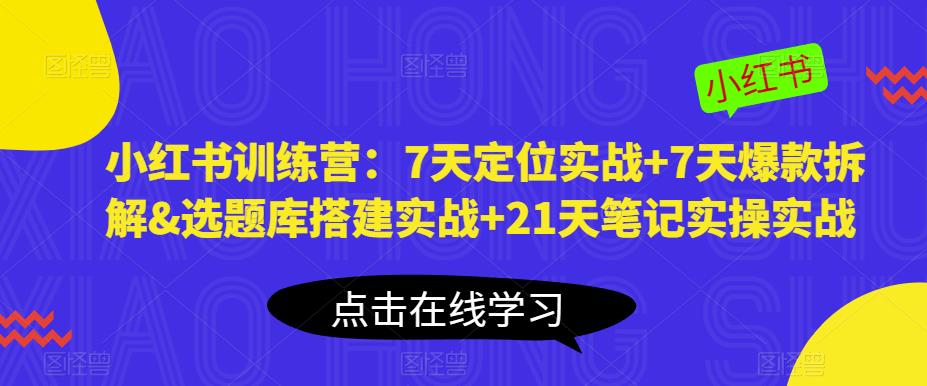 小红书训练营：7天定位实战+7天爆款拆解&选题库搭建实战+21天笔记实操实战-178分享