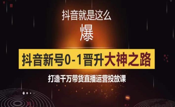 0粉自然流实战起号课，抖音新号0~1晋升大神之路，打造千万带货直播运营投放课-旺仔资源库