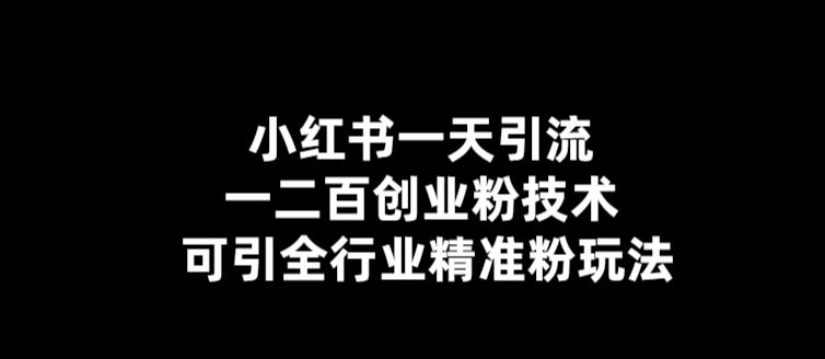 小红书一天引流一二百创业粉技术，可引全行业精准粉玩法【仅揭秘】-178分享