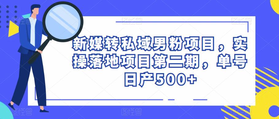 新媒转私域男粉项目，实操落地项目第二期，单号日产500+-旺仔资源库