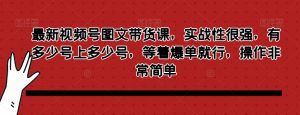 最新视频号图文带货课，实战性很强，有多少号上多少号，等着爆单就行，操作非常简单-旺仔资源库