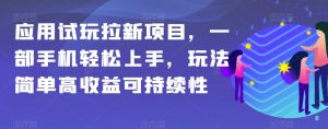 应用试玩拉新项目，一部手机轻松上手，玩法简单高收益可持续性【揭秘】-178分享