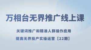 万相台无界推广线上课关键词推广和精准人群操作应用，提高无界投产实操运营【22期】-178分享