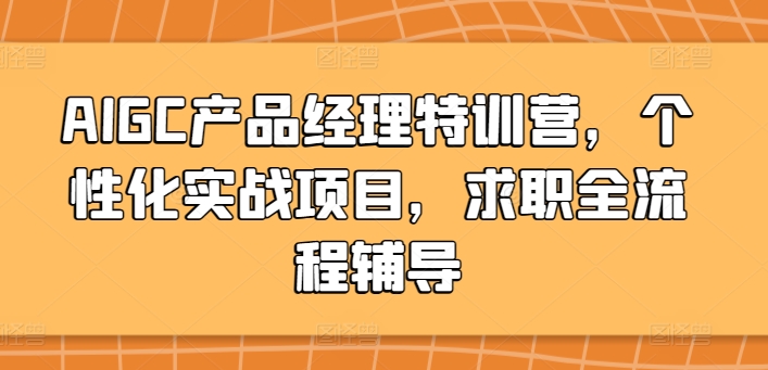 AIGC产品经理特训营，个性化实战项目，求职全流程辅导-178分享