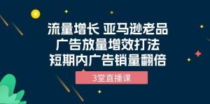 （10112期）流量增长 亚马逊老品广告放量增效打法，短期内广告销量翻倍（3堂直播课）-旺仔资源库