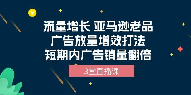 （10112期）流量增长 亚马逊老品广告放量增效打法，短期内广告销量翻倍（3堂直播课）-旺仔资源库