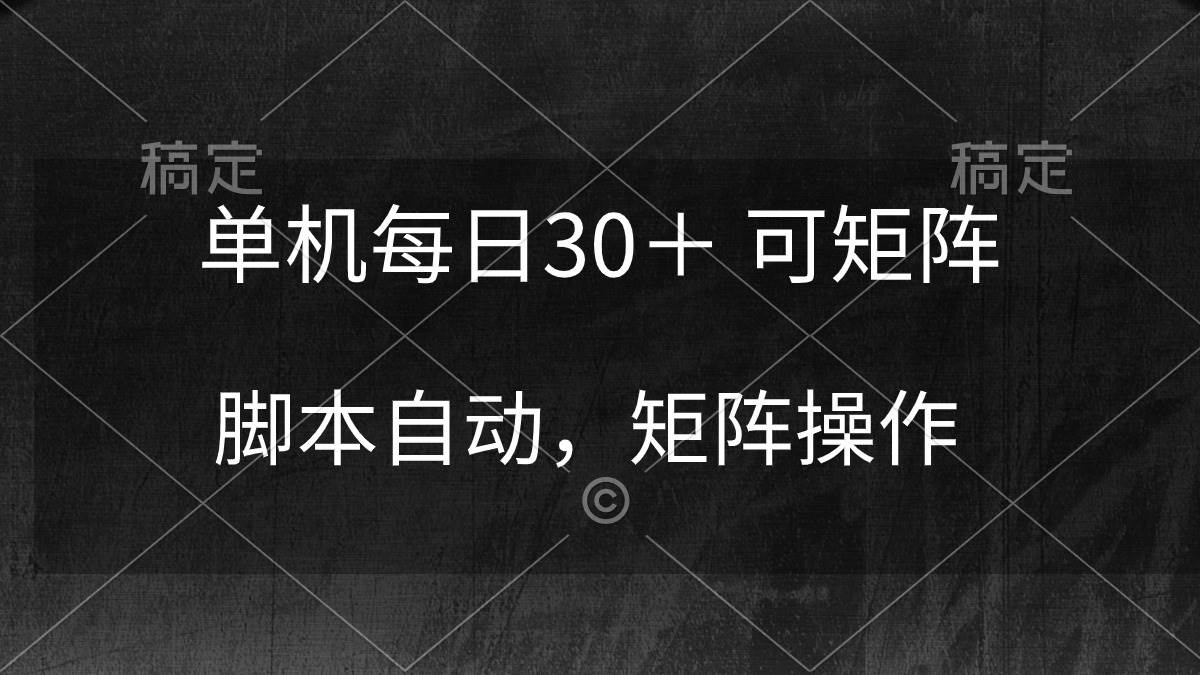 （10100期）单机每日30＋ 可矩阵，脚本自动 稳定躺赚-旺仔资源库