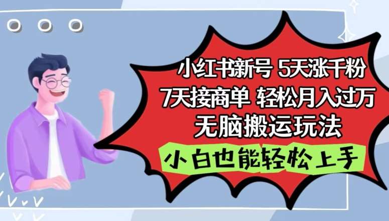 小红书影视泥巴追剧5天涨千粉，7天接商单，轻松月入过万，无脑搬运玩法【揭秘】-旺仔资源库