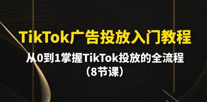 (10085期)TikTok广告投放入门教程,从0到1掌握TikTok投放的全流程(8节课)-旺仔资源库