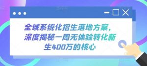 全域系统化招生落地方案，深度揭秘一周无体验转化新生400万的核心-旺仔资源库
