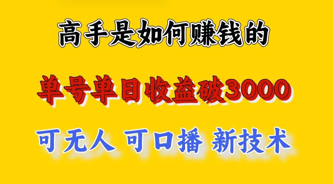 高手是如何赚钱的，一天收益至少3000+以上，小白当天就能够上手，这是穷人翻盘的一…-旺仔资源库