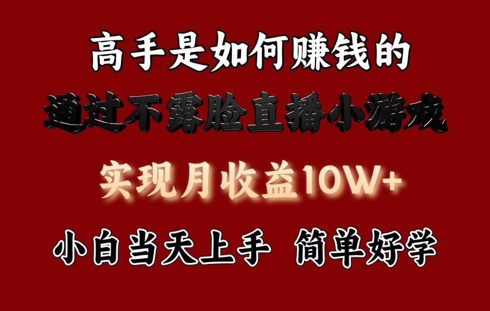每天收益3800+，来看高手是怎么赚钱的，新玩法不露脸直播小游戏，小白当天上手-旺仔资源库