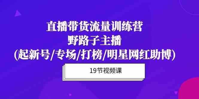 直播带货流量特训营，野路子主播(起新号/专场/打榜/明星网红助博)-旺仔资源库