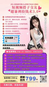 单人短视频年赚60w野路子玩法大揭秘(短视频搭子交友超暴利捡钱术3.0)-旺仔资源库