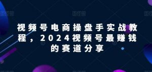 视频号电商实战教程，2024视频号最赚钱的赛道分享-旺仔资源库