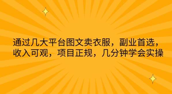 通过几大平台图文卖衣服，副业首选，收入可观，项目正规，几分钟学会实操【揭秘】-旺仔资源库