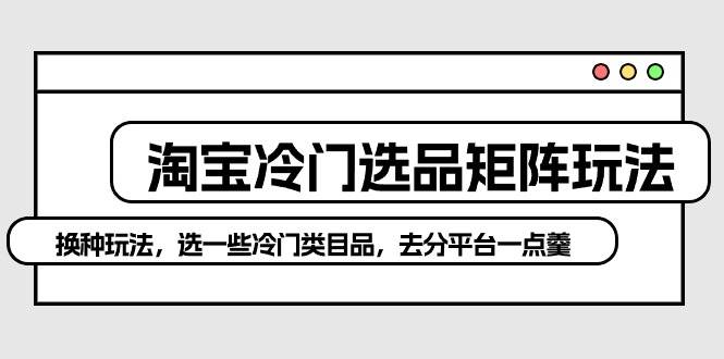 （10159期）淘宝冷门选品矩阵玩法：换种玩法，选一些冷门类目品，去分平台一点羹-旺仔资源库