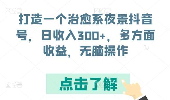 打造一个治愈系夜景抖音号，日收入300+，多方面收益，无脑操作【揭秘】-旺仔资源库