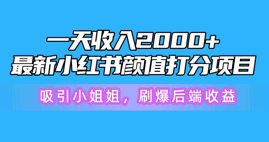 （10187期）一天收入2000+，最新小红书颜值打分项目，吸引小姐姐，刷爆后端收益-旺仔资源库