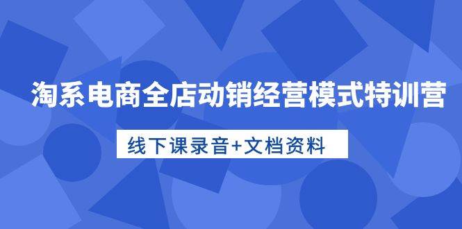 （10192期）淘系电商全店动销经营模式特训营，线下课录音+文档资料-旺仔资源库