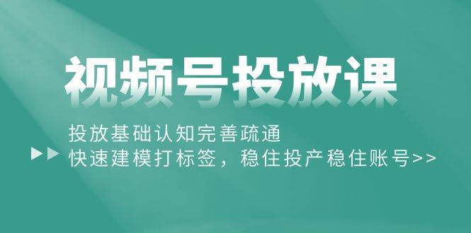 （10205期）视频号投放课：投放基础认知完善疏通，快速建模打标签，稳住投产稳住账号-旺仔资源库