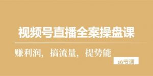 (10207期)视频号直播全案操盘课,赚利润,搞流量,提势能(16节课)-旺仔资源库