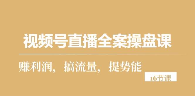 （10207期）视频号直播全案操盘课，赚利润，搞流量，提势能（16节课）-旺仔资源库