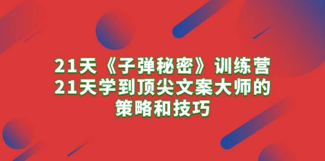 （10210期）21天《子弹秘密》训练营，21天学到顶尖文案大师的策略和技巧-旺仔资源库