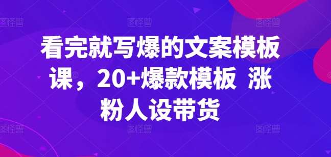 看完就写爆的文案模板课，20+爆款模板  涨粉人设带货-旺仔资源库