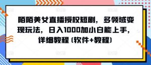 陌陌美女直播授权短剧，多领域变现玩法，日入1000加小白能上手，详细教程【揭秘】-旺仔资源库