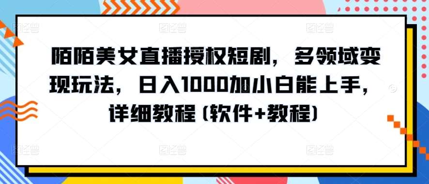 陌陌美女直播授权短剧，多领域变现玩法，日入1000加小白能上手，详细教程(软件+教程)【揭秘】-旺仔资源库