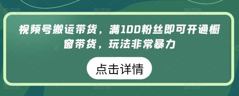 视频号搬运带货，满100粉丝即可开通橱窗带货，玩法非常暴力【揭秘】-旺仔资源库