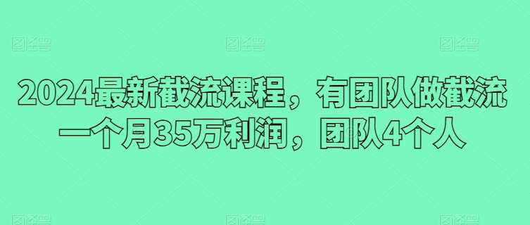 2024最新截流课程，有团队做截流一个月35万利润，团队4个人-旺仔资源库