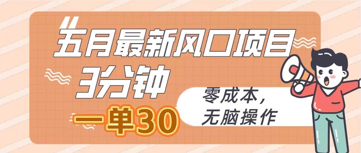 （10256期）五月最新风口项目，3分钟一单30，零成本，无脑操作-旺仔资源库