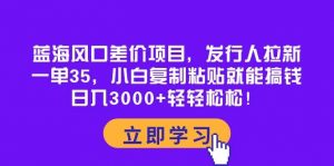 （10272期）蓝海风口差价项目，发行人拉新，一单35，小白复制粘贴就能搞钱！日入30…-旺仔资源库