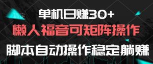 （10277期）单机日赚30+，懒人福音可矩阵，脚本自动操作稳定躺赚-旺仔资源库