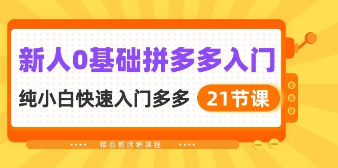 （10299期）新人0基础拼多多入门，​纯小白快速入门多多（21节课）-旺仔资源库