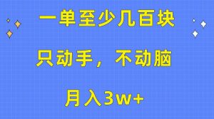 （10356期）一单至少几百块，只动手不动脑，月入3w+。看完就能上手，保姆级教程-旺仔资源库