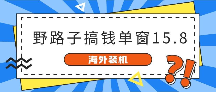 （10385期）海外装机，野路子搞钱，单窗口15.8，已变现10000+-旺仔资源库