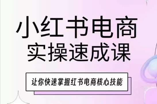 小红书电商实操速成课，让你快速掌握红书电商核心技能-旺仔资源库