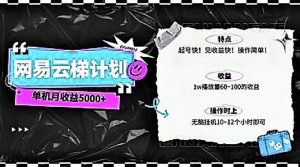（10389期）2024网易云云梯计划 单机日300+ 无脑月入5000+-旺仔资源库