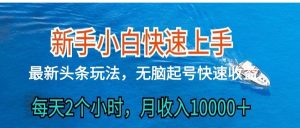 2024头条最新ai搬砖，每天肉眼可见的收益，日入300＋-旺仔资源库