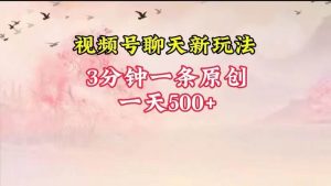视频号全新聊天玩法纯原创，轻松日入500+，操作简单，一遍上手-旺仔资源库