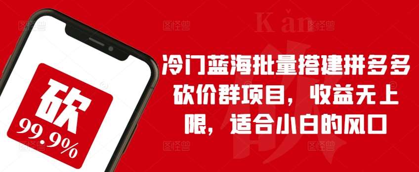 冷门蓝海批量搭建拼多多砍价群项目，收益无上限，适合小白的风口【揭秘】-旺仔资源库