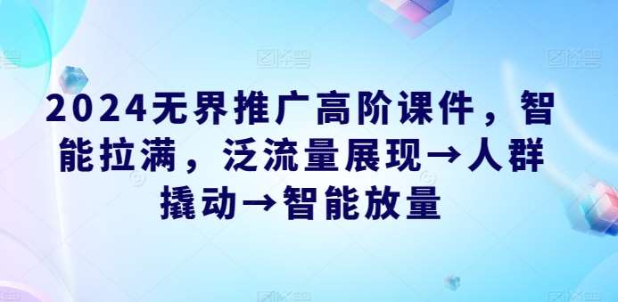 2024无界推广高阶课件，智能拉满，泛流量展现→人群撬动→智能放量-旺仔资源库