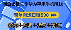 （10470期）闲鱼出售二手华为苹果手机赚钱，简单搬运 日赚500-1000(文案＋图片＋运…-旺仔资源库