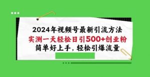 2024年视频号最新引流方法，实测一天轻松日引100+创业粉，简单好上手，轻松引爆流量【揭秘】-旺仔资源库