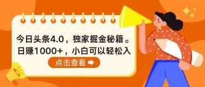 （10523期）今日头条4.0，掘金秘籍。日赚1000+，小白可以轻松入手-旺仔资源库