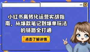 小红书高转化运营实战指南，从爆款笔记到爆单玩法的链路全打通-旺仔资源库